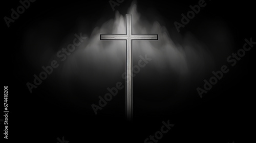 Christian wooden cross. Easter, symbol of Christianity illustration sketch