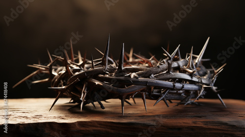 Crown of thorns with blood on grungy background