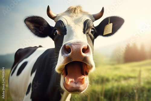 a cute cow is laughing © Yoshimura