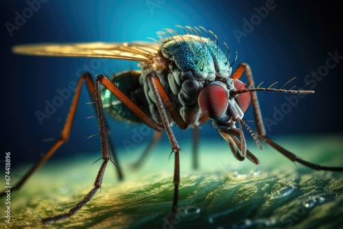 Condylostylus fly insect in nature. 3d rendering, microscopic image of a mosquito, AI Generated © Iftikhar alam