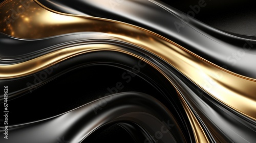 Fluid waves of metallic silver and gold, creating a captivating