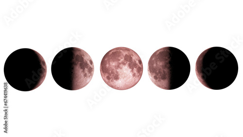 red moon phases , lunar eclipse on transparent background photo
