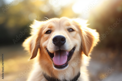 a dog is laughing