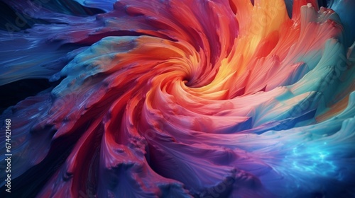 A swirling vortex of vibrant colors and shapes, converging into a mesmerizing focal point.