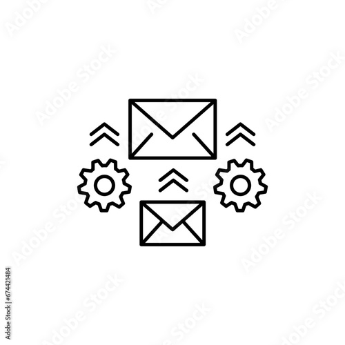 Email automation icon, line vector
