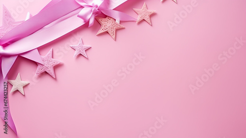 Stars on pink pastel trendy background. Festive backdrop for your projects.