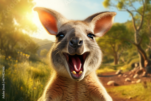 photo of a kangaroo laughing photo