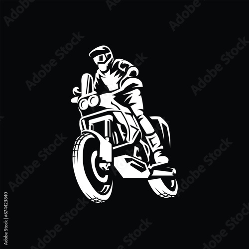 Motocross Trail Adventure Bike Vector Art Isolated in Black Background. Best for Automotive Tshirt Design