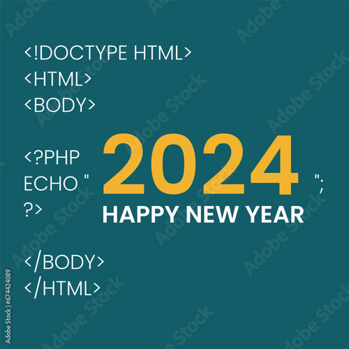 2024. 2024 wishing for developer, 2024 in coding command. 2024 happy new year