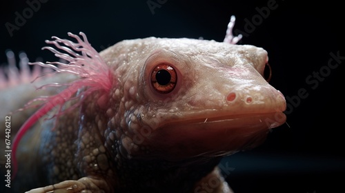 A high-resolution 8K close-up of an Axolotl s unique face and gills  showcasing every intricate feature.