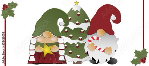 
Gnomes and Christmas tree - ideal for website, email, presentation, postcard, book, t-shirt, sweatshirt, mug, photo, label, sticker, book, notebook, printable, Cricut, sublimation, silhouette	