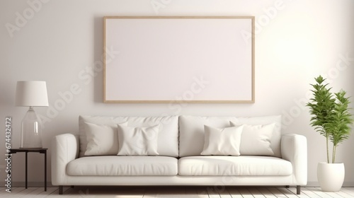 Indoor Decorated Empty Picture Frame with Floral Artwork on Wall generated by AI tool 