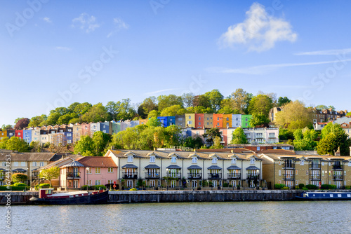 Colourful houses and apartments overlooking Bristol Docks, England, UK