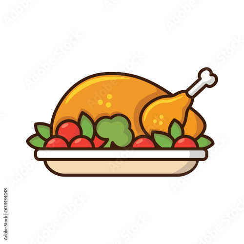 Roast chicken icon vector sign and symbol on trendy design for design and print.