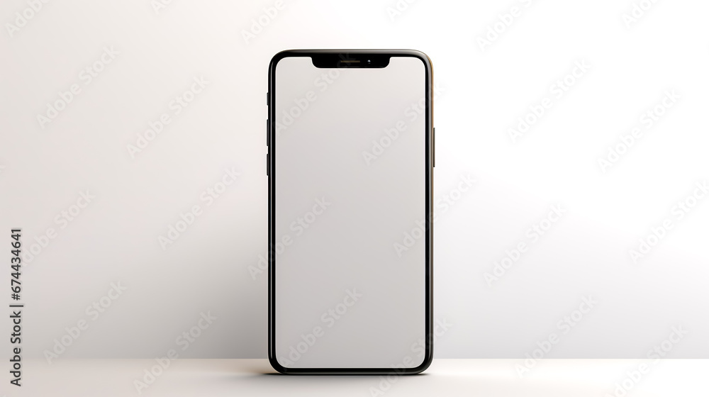 Smartphone with blank white screen on a white background, close up. Smartphone with blank white screen on a white background, close up.