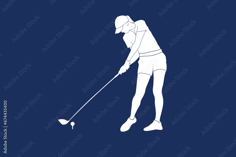Vector of female golfer. Golfer. People playing golf in flat style, isolated on color background. Symbols for designing your website, logo, apps, publications.