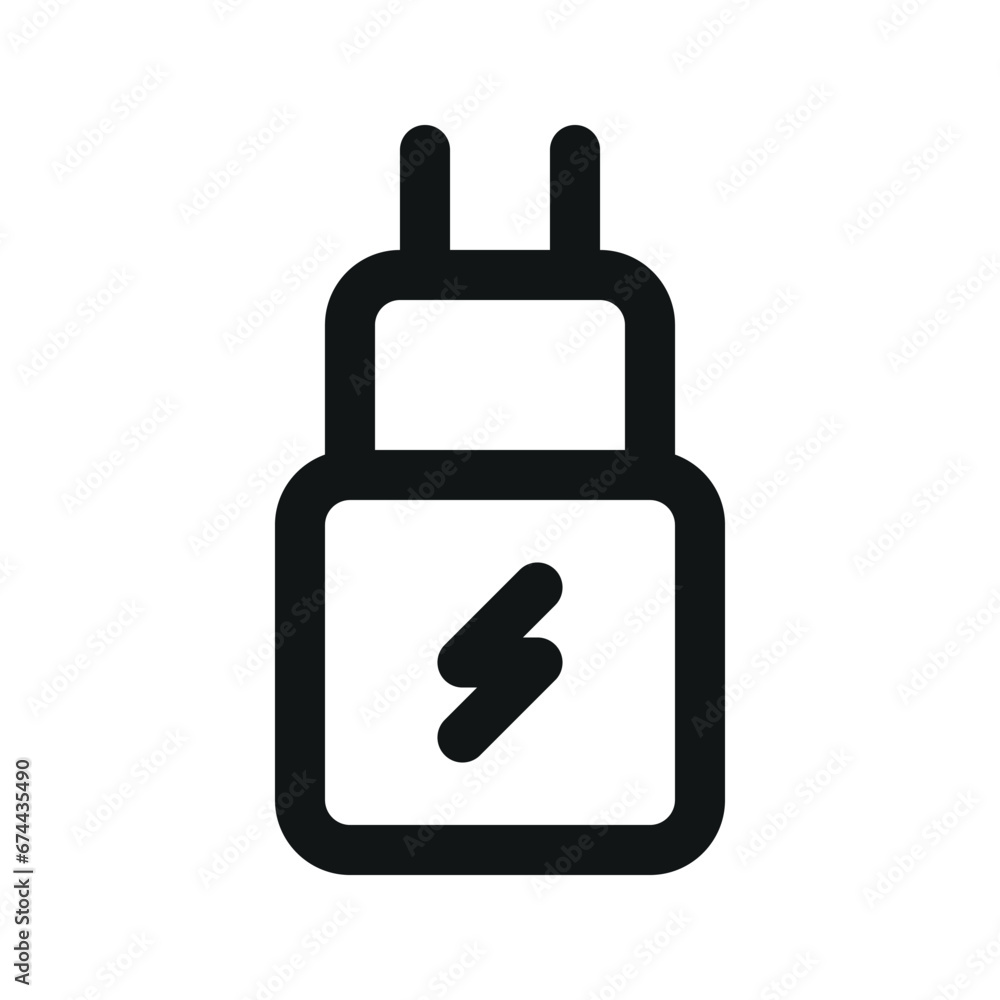 Illustration vector graphic icon of Charger. Outline Style Icon. Computer And Device Themed Icon. Vector illustration isolated on white background. Perfect for website or application design. Illustration vector graphic icon of Charger. Outline Style Icon. Computer And Device Themed Icon. Vector illustration isolated on white background. Perfect for website or application design.