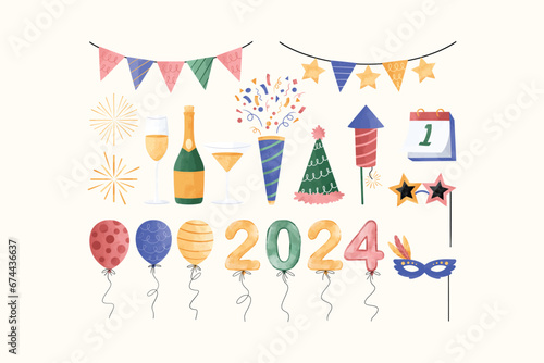 New Year Graphic Element Set