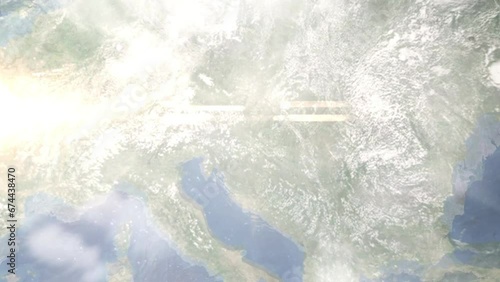 Zoom in from space and focus on Cakovec, Croatia. 3D Animation. Background for travel intro. Elements of this image furnished by NASA photo