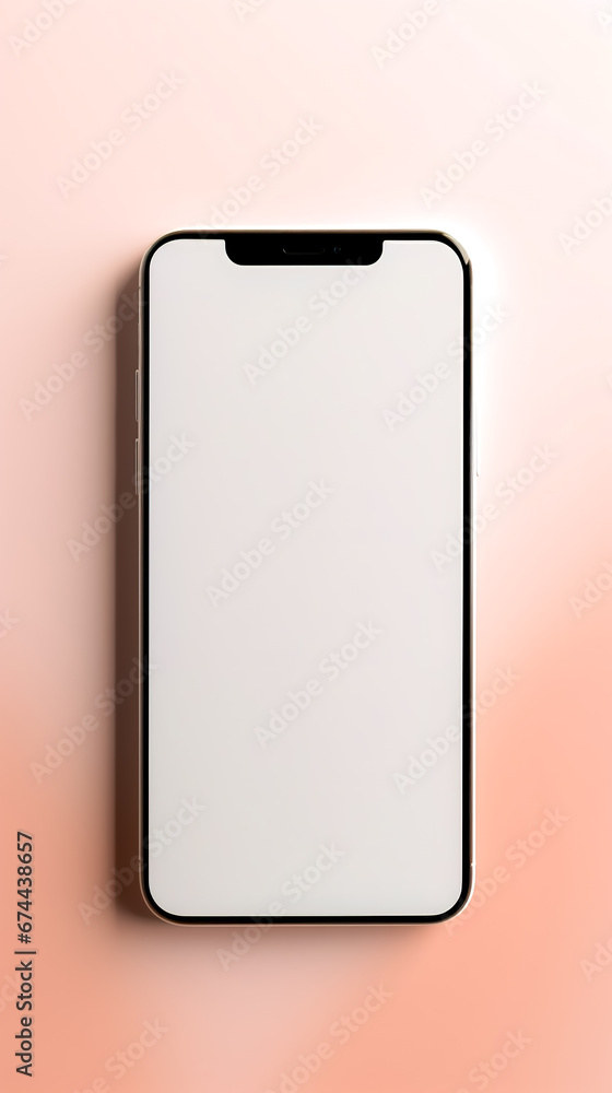 Smartphone mockup with blank white screen on pink background. Smartphone mockup with blank white screen on pink background.