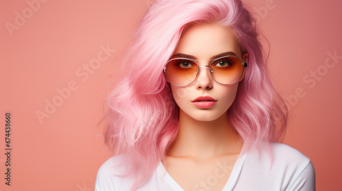 Beautiful girl with pink hair