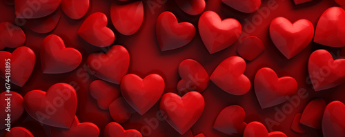 Valentines day background with red heart cut outs photo