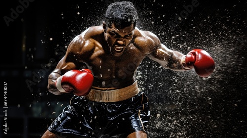 Boxer throwing a powerful punch © Ezio Gutzemberg