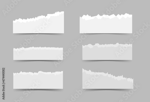 shredded white paper sheet. set of 4 collection. vector photo