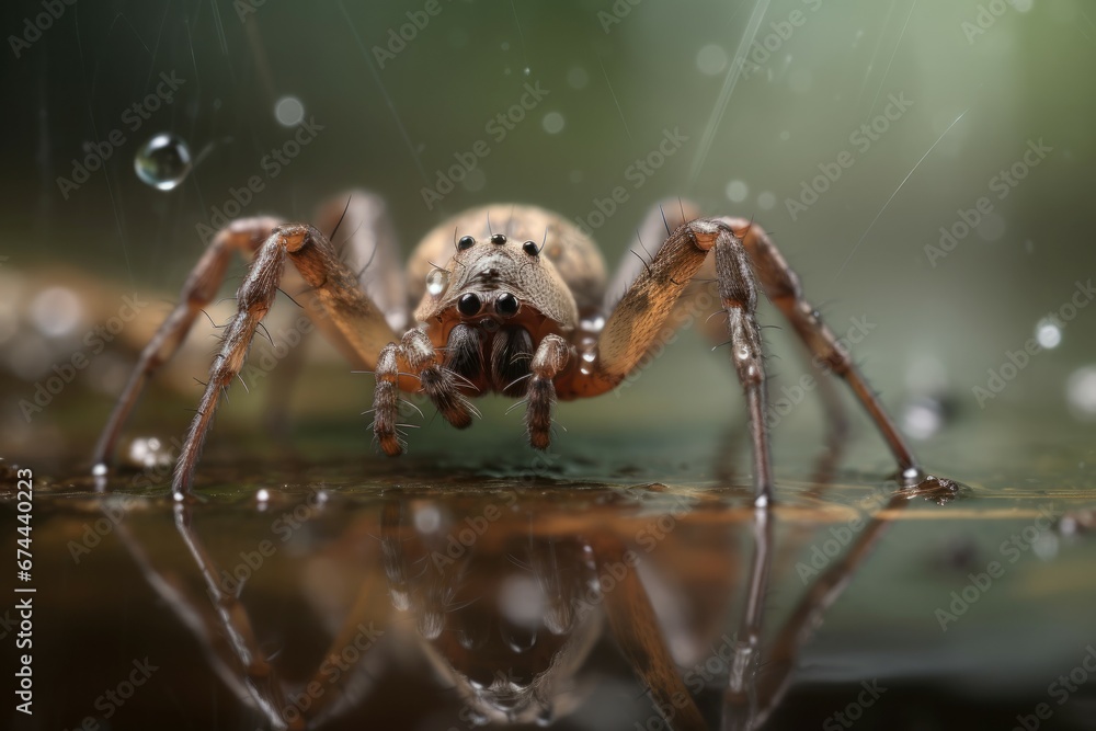 Spider poison web water drops. Risk detail network spooky. Generate Ai Spider poison web water drops. Risk detail network spooky. Generate Ai