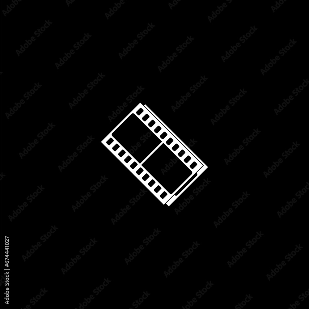 Fototapeta premium Film tape simple line icon isolated on black background