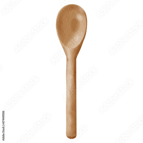 wooden spoon isolated watercolor illustration photo