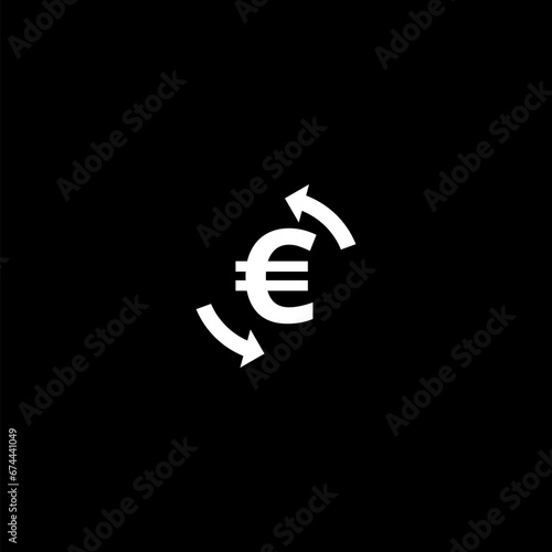 Money exchange icon isolated on black
