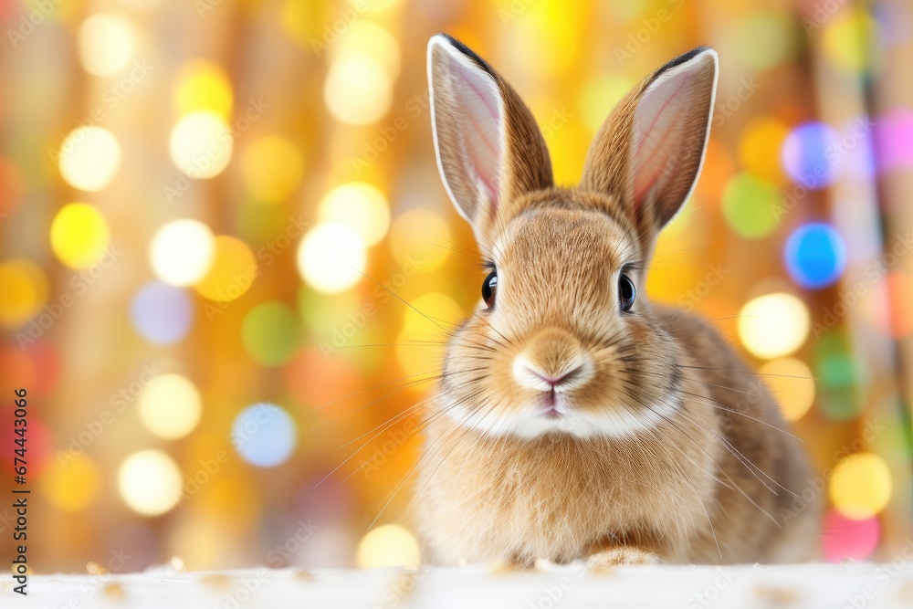 Obraz premium Rabbit in a field of flowers: A peaceful and tranquil scene