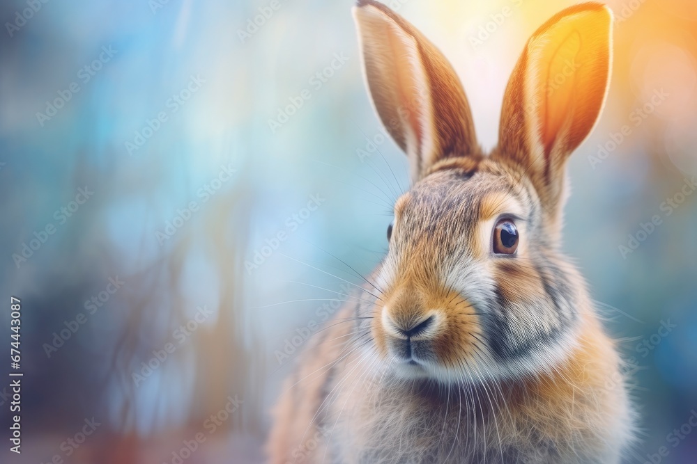 Obraz premium Rabbit in a field of flowers: A peaceful and tranquil scene