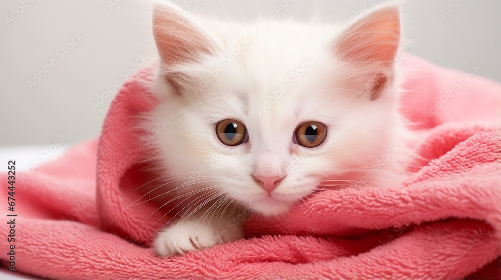 Curious Kitten with Fluffy Fur and Pink Nose Looking at Camera generated by AI tool 