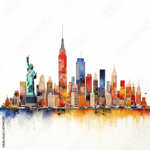 Watercolor New York Skyline