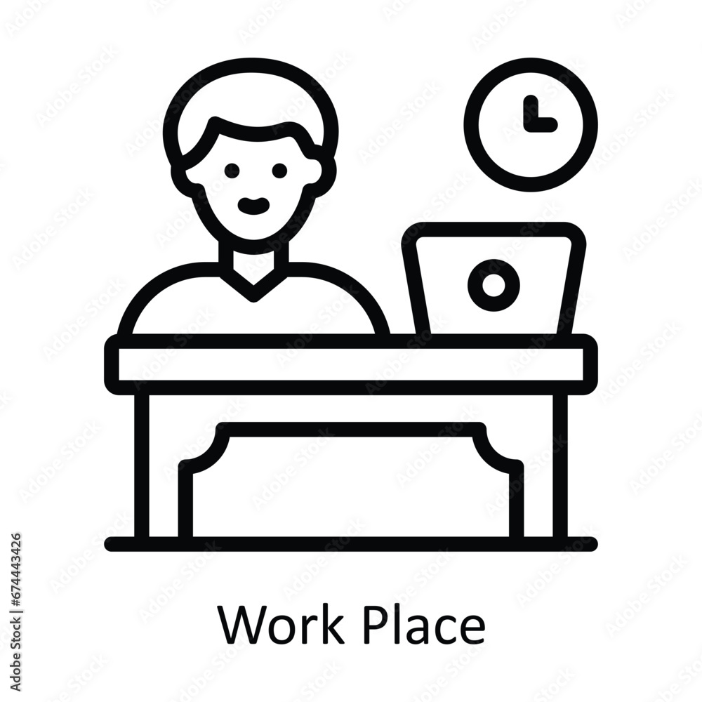 Work Place vector  outline Design illustration. Symbol on White background EPS 10 File