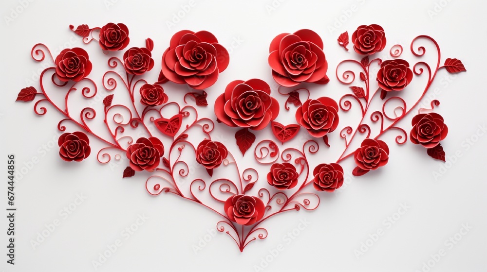 beautiful red heart made with rose petals on white background for valentine generated by AI tool beautiful red heart made with rose petals on white background for valentine generated by AI tool