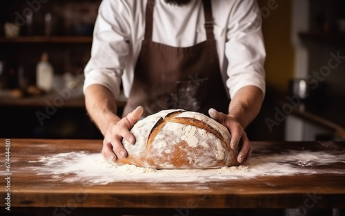  Hands of the baker's male knead dough.