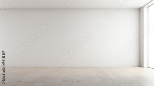 Contemporary minimalist empty interior with blank wall. Generative Ai © Witri