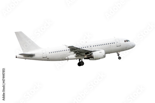 Take off a white passenger jetliner isolated