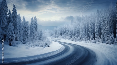 icy scenic road snow landscape illustration season travel, cold y, highway ice icy scenic road snow landscape © sevector