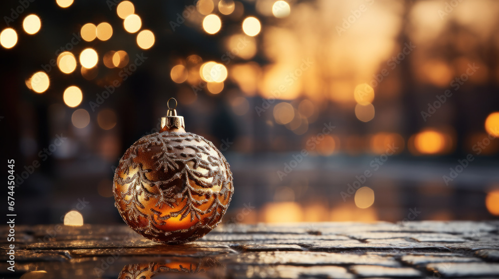 Fototapeta premium golden christmas ball. Generative AI