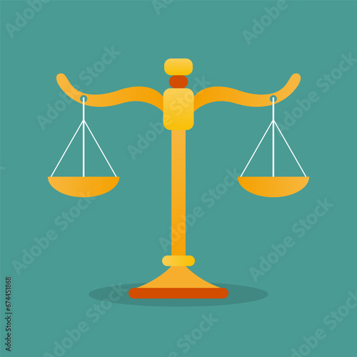 Justice scales icon. Law balance symbol flat vector artwork