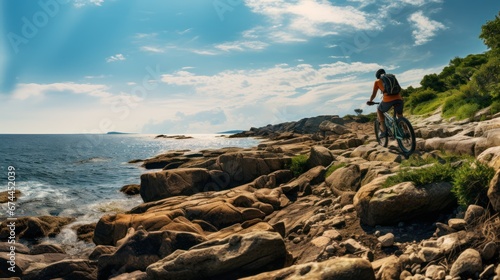 Wallpaper Mural the mountain's peak, a person is cycling Torontodigital.ca