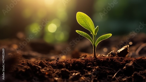 Vegetation growing from the forest ground with a hazy background.