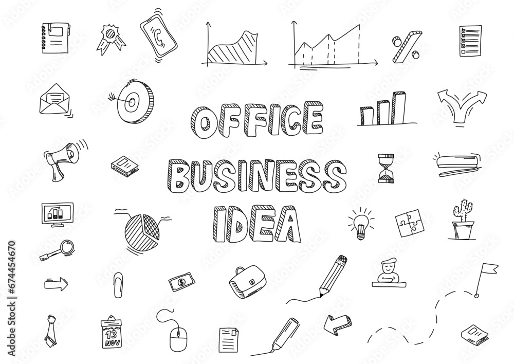 Set of business doodle pictures. Vector illustration. Set of business doodle pictures. Vector illustration.
