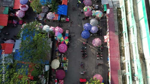Rising aerial view from tradisional market in Kalimantan photo
