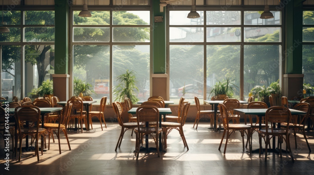 Fototapeta premium empty cafe with chairs and tables