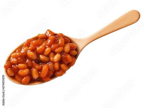 spoon with beans isolated on transparent background